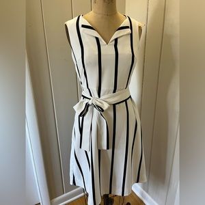 Banana Republic Dress Spring White & Navy Stripe Sleeveless Size 2